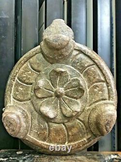Antique Old Vintage Hand Carved Flower Turtle Shape Chapati Making Stone Plate