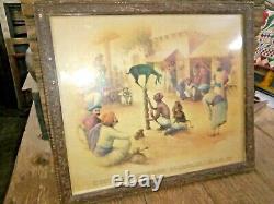Antique Old Vintage Indian Open Circus Print Very old. Goat. Monkey. Ring Master