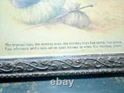 Antique Old Vintage Indian Open Circus Print Very old. Goat. Monkey. Ring Master