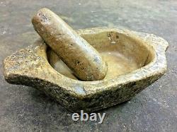 Antique Old Vintage Unique Stone Primitive stone Mortar and Pestle Bowl / Kharl