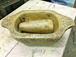 Antique Old Vintage Unique Stone Primitive stone Mortar and Pestle Bowl / Kharl