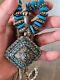 Antique Pendant Vintage Rare Indian Silver Woman Necklace Jewelry Blue Stone