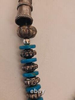 Antique Pendant Vintage Rare Indian Silver Woman Necklace Jewelry Blue Stone