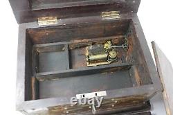 Antique SWISS Interchangeable Cylinder 6 airs (Tunes) Wooden MUSIC BOX NH5825