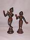 Antique Traditional Indian Bronze Statue Pair Of God Krishna And Radha Flute