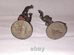 Antique Traditional Indian Bronze Statue Pair Of God Krishna And Radha Flute