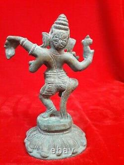 Antique VTG Brass Figurine Idol Lord Ganesha Hindu Temple Statue Sculpture A-51