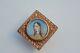 Antique Victorian Handpainted Indian Princess Miniature Portrait Button Stud Vtg