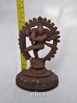 Antique Vintage 18c Cast Iron Hindu Dancing Lord Shiva Nataraj Statue Figure ido