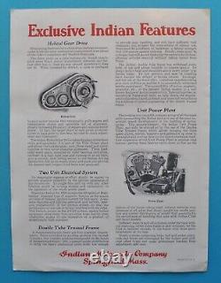 Antique Vintage 1925 Indian Motorcycle Brochure Scout Big Chief Prince Sidecar
