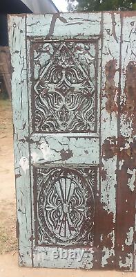 Antique Vintage Anglo Indian Hand Carved Head Board Panel Collectible Rare