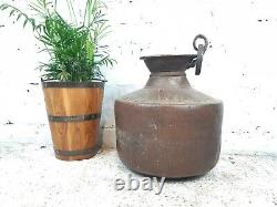 Antique Vintage Authentic Indian Large Hand Beaten Copper Water Pot Vase
