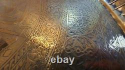 Antique Vintage Brass Asian Hand Engraved Wall Plate Large 73cm Handmade Wall