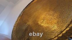 Antique Vintage Brass Asian Hand Engraved Wall Plate Large 73cm Handmade Wall