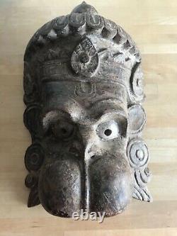 Antique Vintage Carved Wooden Hindu Lord Hanuman God Mask Nepal