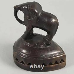 Antique Vintage Cast Brass Elephant Vajri Foot Scrubber Rattle India