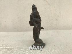 Antique Vintage Copper Hindu Lord MahaVishnu Sculpture Idol Statue Figurine E17