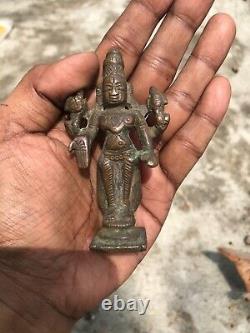 Antique Vintage Copper Hindu Lord MahaVishnu Sculpture Idol Statue Figurine E17