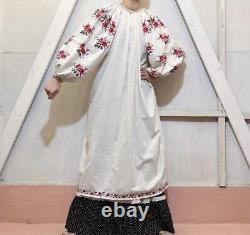 Antique Vintage Dress Ukrainian Embroidery Old Clothes Indian Cotton
