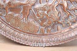 Antique Vintage Early 20th Century Large Indian Embossed Copper Charger