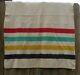 Antique Vintage Faribo Like Hudsons Bay Blanket Striped Camp Cream Wool 54 X 70