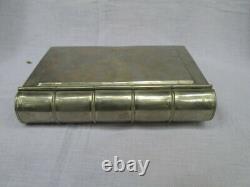 Antique Vintage Hand Made Book Type White Metal Brass Multi Purpose Trinket Box