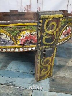 Antique Vintage Hand Painted Indian Spice Grinding Chakki Table Coffee Table