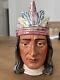 Antique Vintage Headdress Indian Chief Native American Cigar Humidor Tobacco Jar