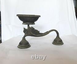 Antique Vintage Hindu Temple Brass Bronze Oil Lamp Indian Pooja Arathi Diya B40