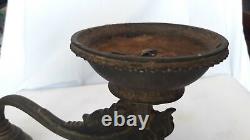 Antique Vintage Hindu Temple Brass Bronze Oil Lamp Indian Pooja Arathi Diya B40