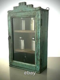 Antique Vintage Indian Cabinet. Art Deco. Display / Bathroom. Muted Turquoise