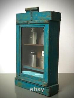 Antique Vintage Indian Cabinet. Art Deco. Display / Bathroom. Turquoise & Jade