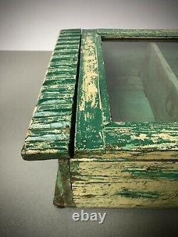 Antique Vintage Indian Cabinet. Emerald & Vanilla, Art Deco. Display, Bathroom