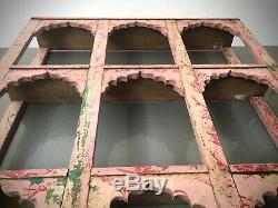 Antique Vintage Indian Furniture. Huge Mughal Arch Display Unit. Baby Pink & Red