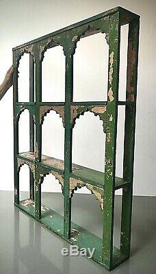 Antique Vintage Indian Furniture. Huge Mughal Arch Display Unit. Green & Pink