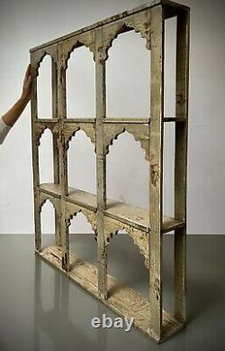 Antique Vintage Indian Furniture. Large 9 Mughal Arched Display Unit. Cappuccino
