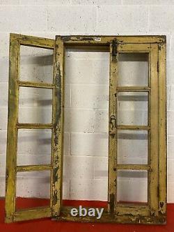 Antique Vintage Indian Glass Panel Wooden Window With Frame