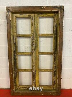 Antique Vintage Indian Glass Panel Wooden Window With Frame