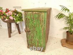 Antique Vintage Indian Green Solid Wooden Glazed Display Kitchen Pantry Cabinet