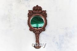 Antique Vintage Indian Handcrafted Wooden Mirror Frame Wall Hanging Haveli