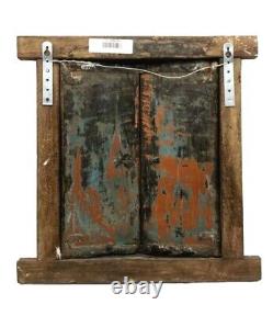 Antique Vintage Indian Hindi Handmade Wood Wooden Window Sculpture 19.5 x 19.5