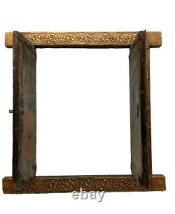 Antique Vintage Indian Hindi Handmade Wood Wooden Window Sculpture 19.5 x 19.5