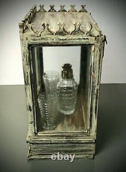 Antique Vintage Indian Home Shrine. Art Deco Period, Glass Cabinet. Cappuccino