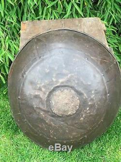 Antique Vintage Indian Riveted Iron Kadai Fire Bowl Garden Planter 53cm Diameter