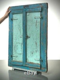 Antique Vintage Indian Shuttered Window Mirror. Vintage. Turquoise, Baby Blue