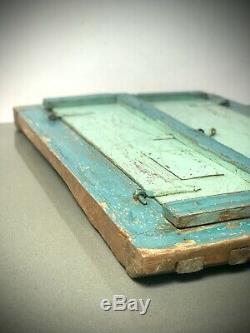 Antique Vintage Indian Shuttered Window Mirror. Vintage. Turquoise, Baby Blue
