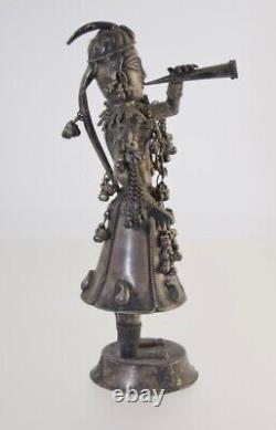 Antique/Vintage Indian Silver Figure Playing Instrument 138.9g