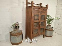 Antique Vintage Indian Solid Wooden Glazed Display Bathroom Kitchen Cabinet