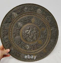 Antique Vintage Indian South East Asian Bronze Charger Silver Repousse Work