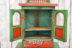 Antique Vintage Indian Wooden Temple Cupboard Cabinet Decor